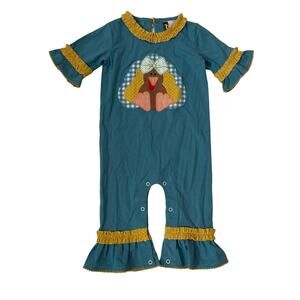 NWOT Banana Split 12M Turkey Applique Romper